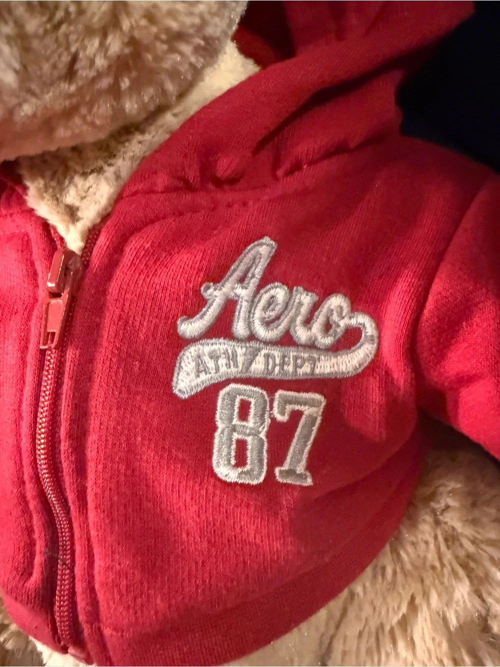 Aeropostale Teddy Bear Plush Red Hoodie 15” NWT A87